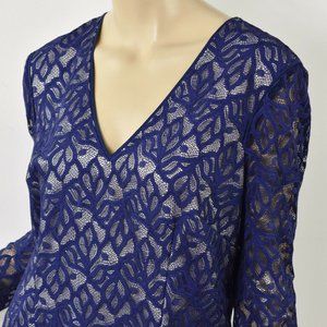 REISS Byzantine Blue FERN Lace Overlay Dress